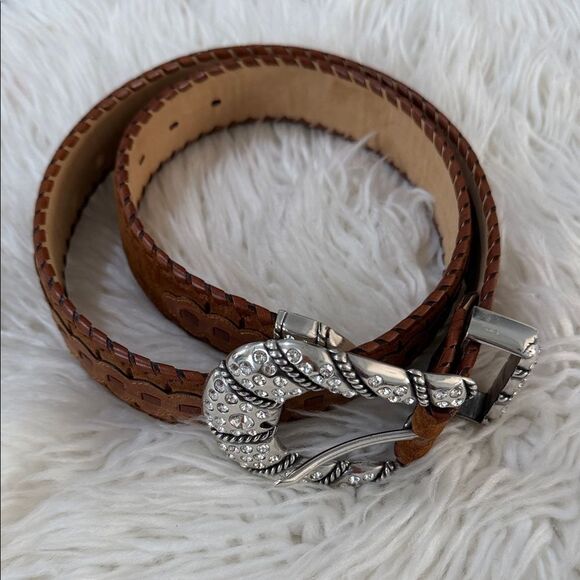 Justin Boots Brown Leather Belt with Silver Buckle main image 9